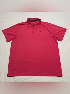 Men’s Under Armour Heatgear Golf Polo Shirt | Hot Pink | Size 2XL | Loose Fit